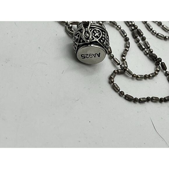 AA 925 Sterling Silver Scroll Prayer Box Locket Pendant Ball Link Chain Necklace - Picture 8 of 9